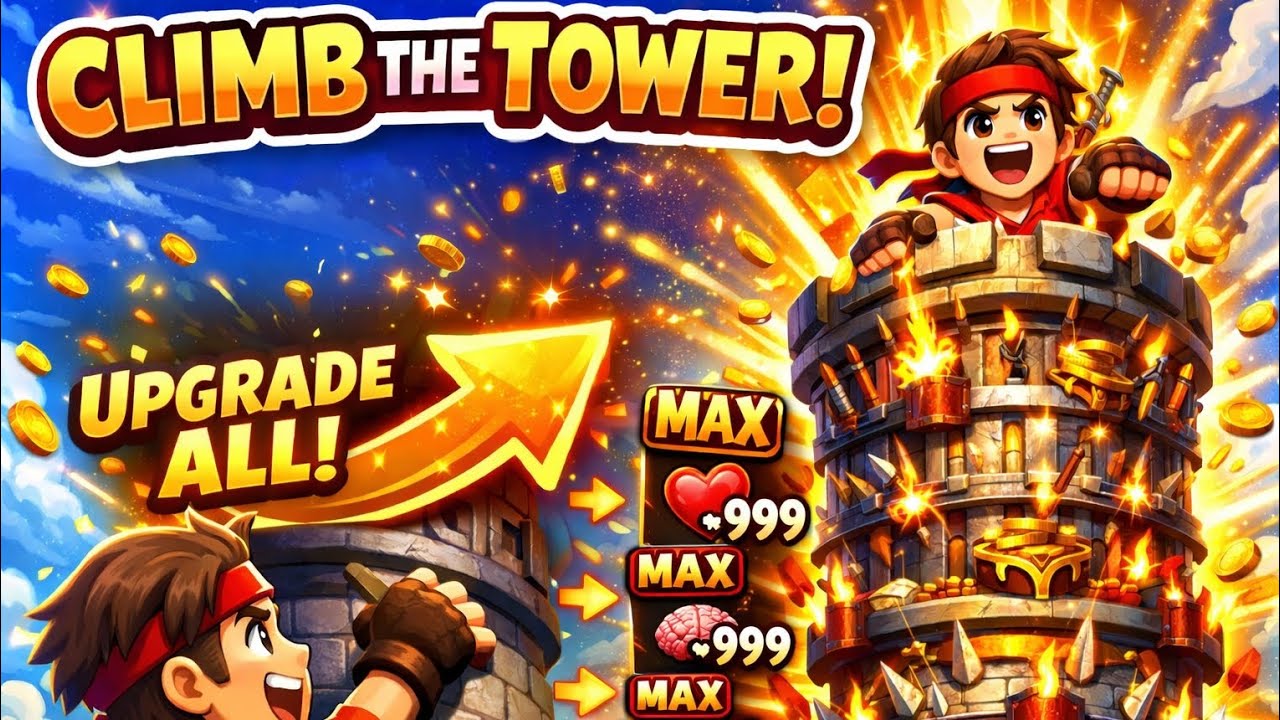 I played climb the tower for brainrot, but I have to upgrade in one time 🗼