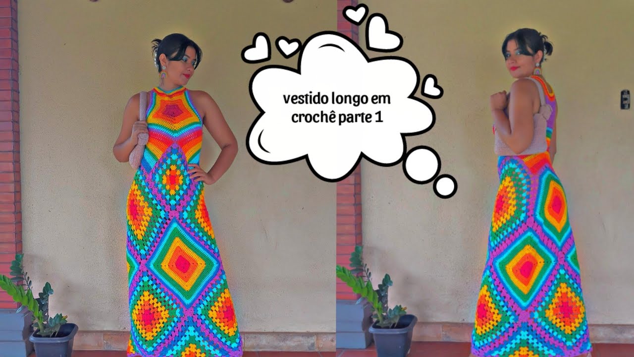 vestido longo em crochê