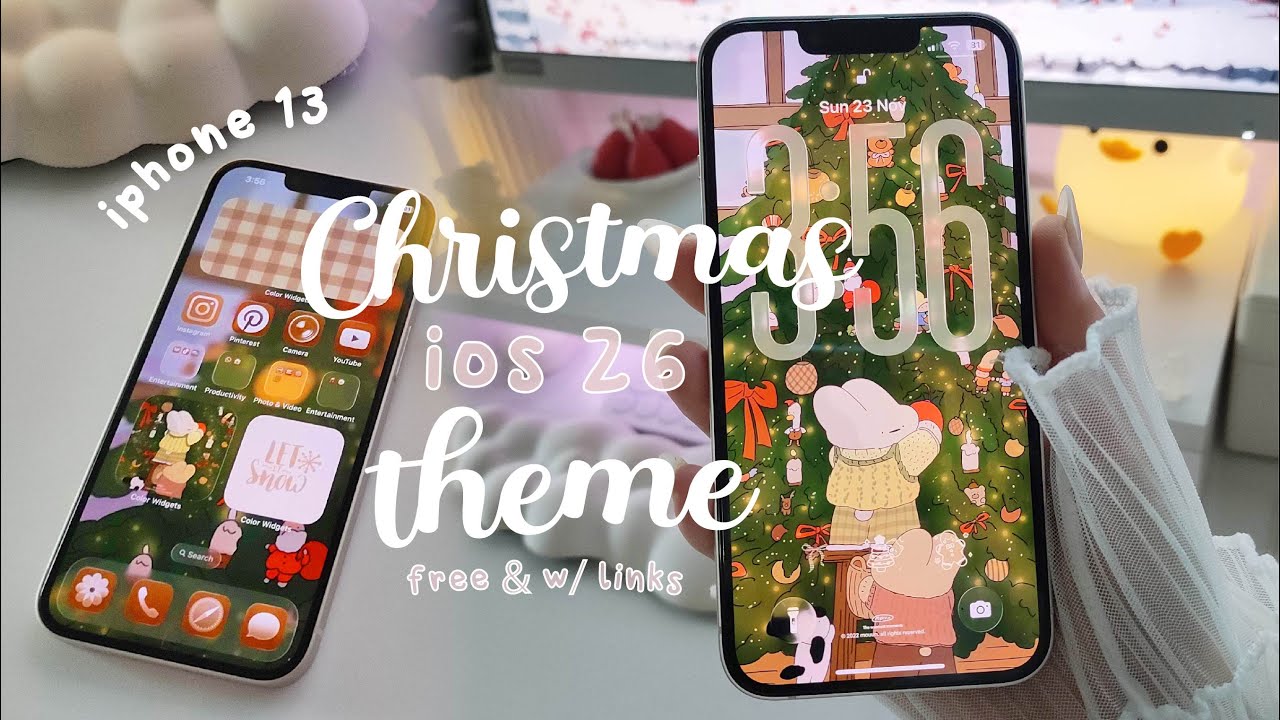 CHRISTMAS FESTIVE THEME ⛄ iOS 26 LIQUID GLASS free CUSTOMIZATION 💌 customize my iphone with me 🎄✨