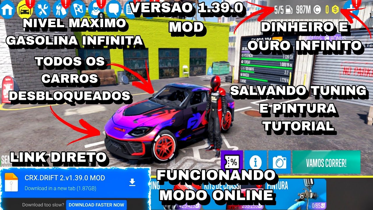 CARX DRIFT RACING 2 1.39.0 MOD ATUALIZADO DINHEIRO INFINITO E SALVANDO TUNINGS CARROS DESBLOQUEADOS