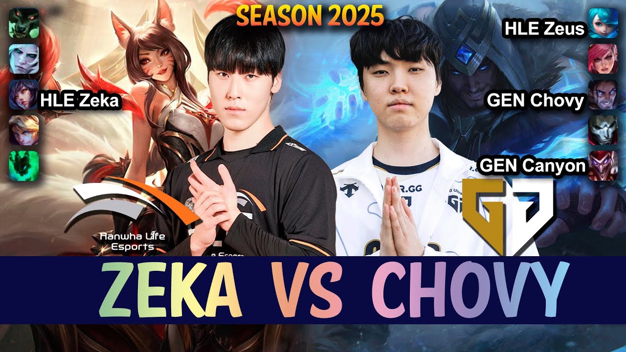 HLE Zeka vs GEN Chovy - Zeka AHRI vs Chovy SYLAS Mid - Patch 25.08 KR Ranked | lolrec