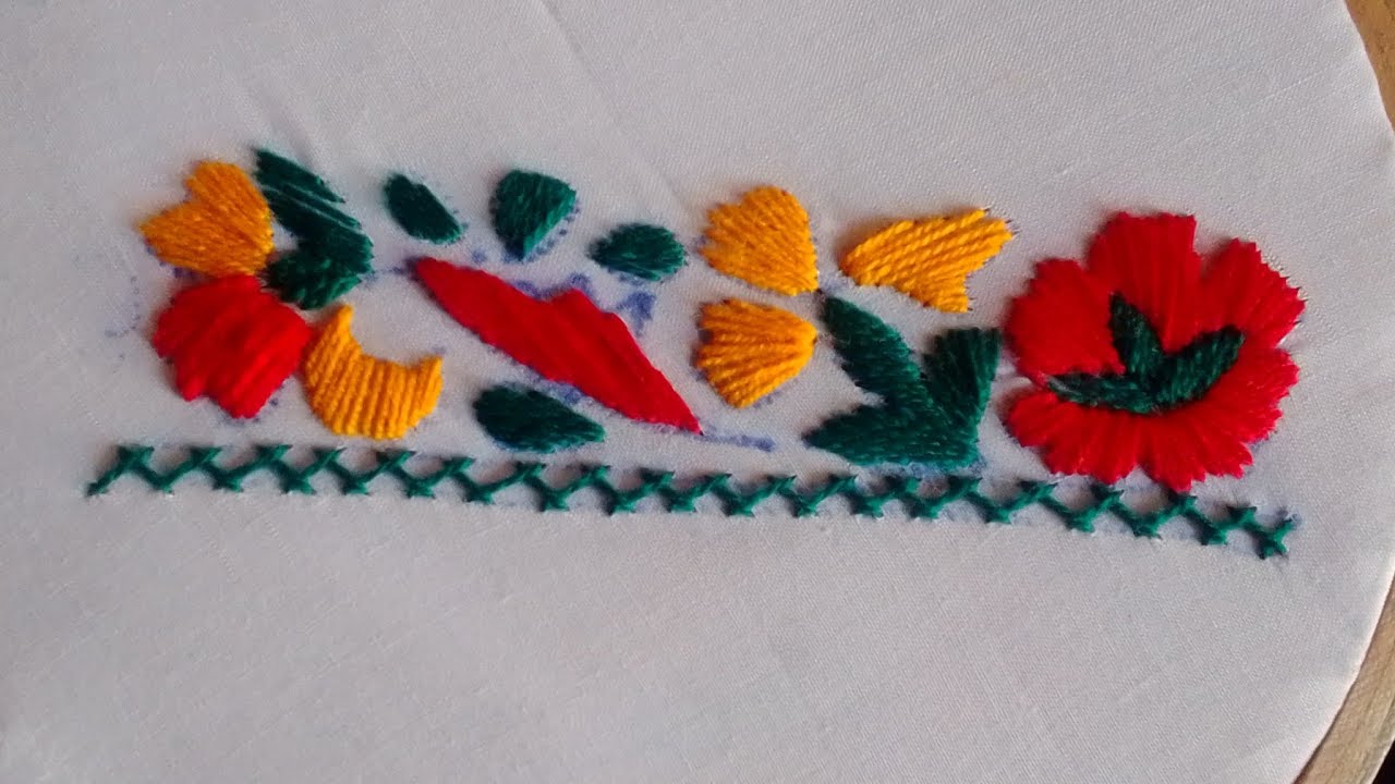 Beautiful and easy border disgn stitch,#handembroidrey#