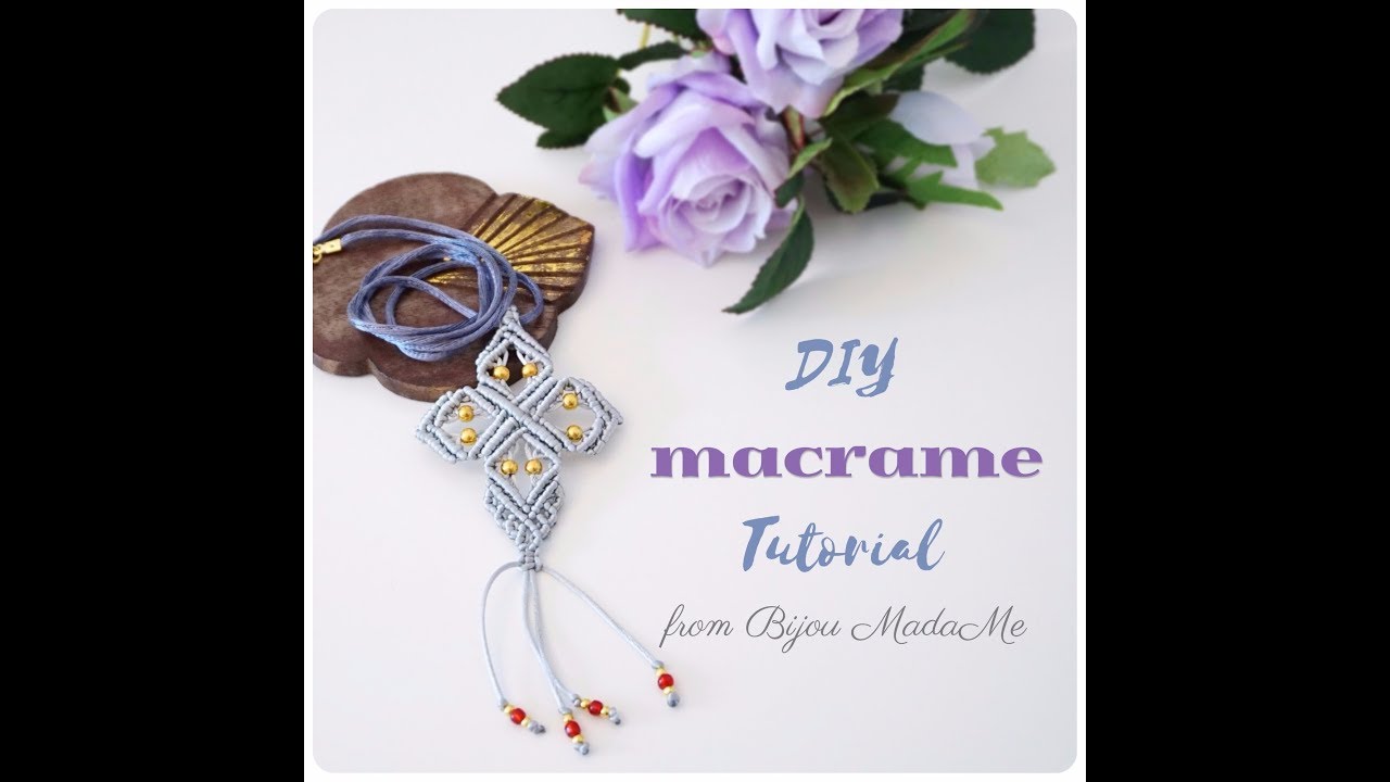 DIY macrame jewelry tutorial | How to make macrame cross pendant necklace