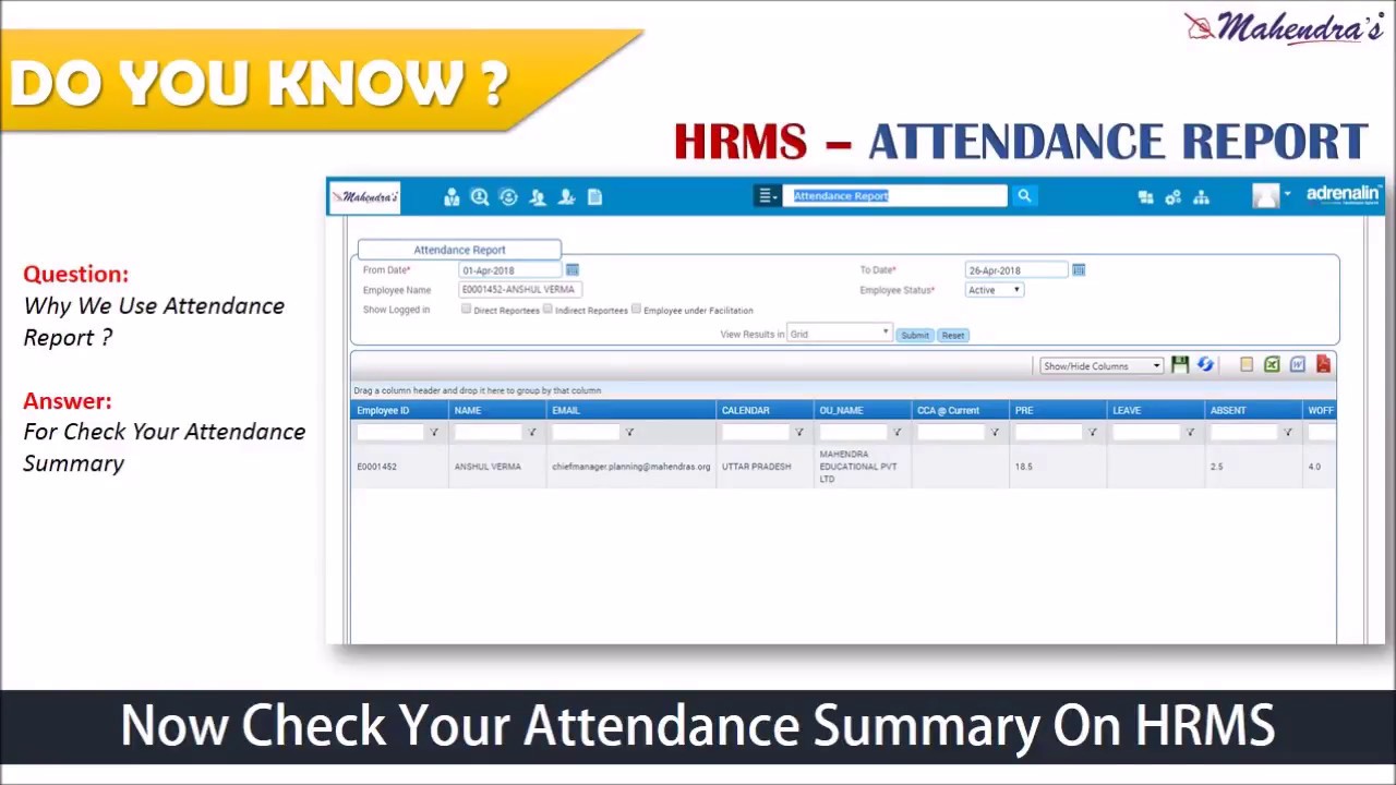 HRMS ATTENDANCE REPORT