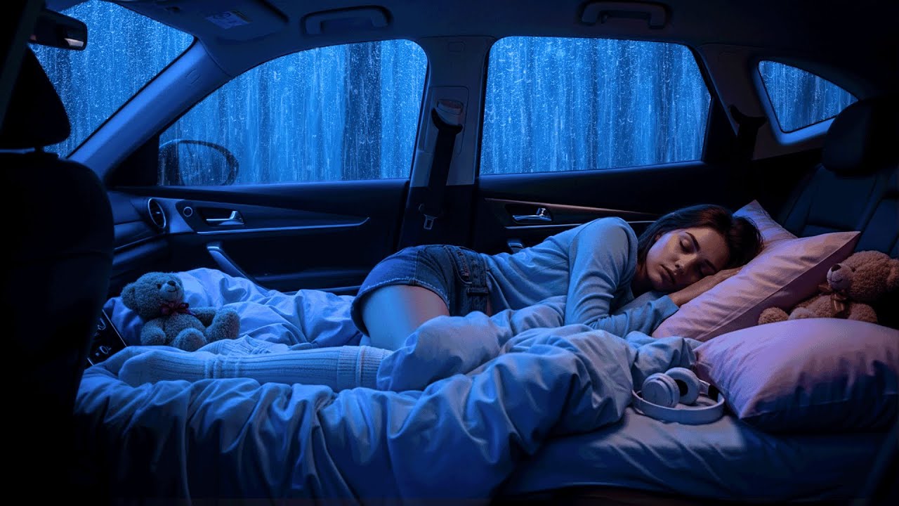 Barulho de Chuva Suave e Trovoadas Para Dormir Profundamente no Carro