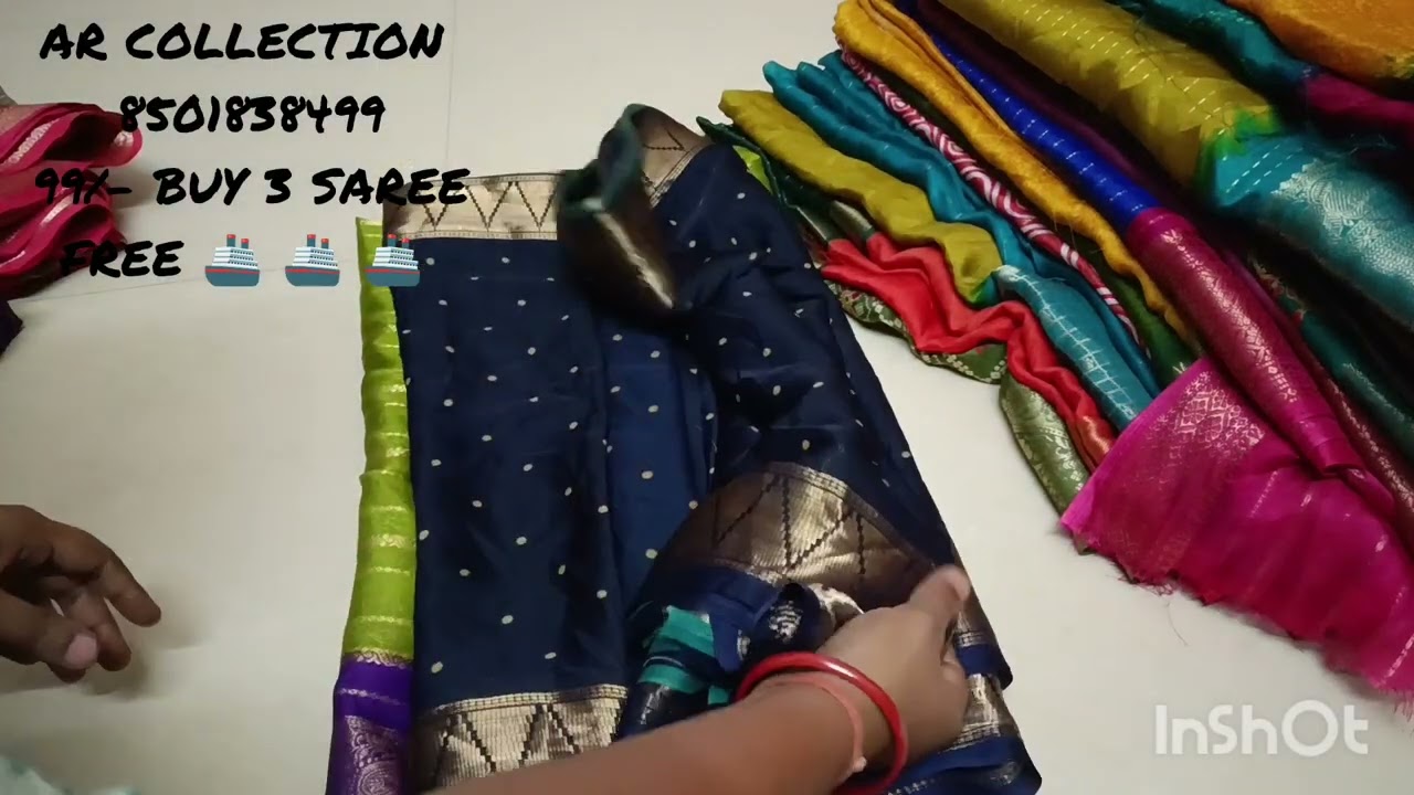 3 cut sarees 🥻🥻🥻 99/- only wts up no 8501838499🤳🤳buy any 3 sarees free shipping 🚢🚢
