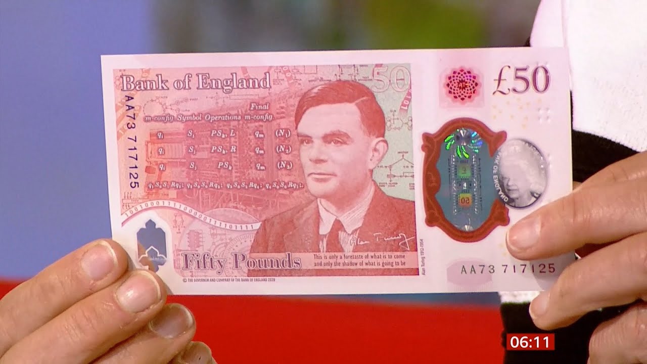 New Alan Turing £50 banknote enters circulation (UK) - BBC News - 23rd June 2021