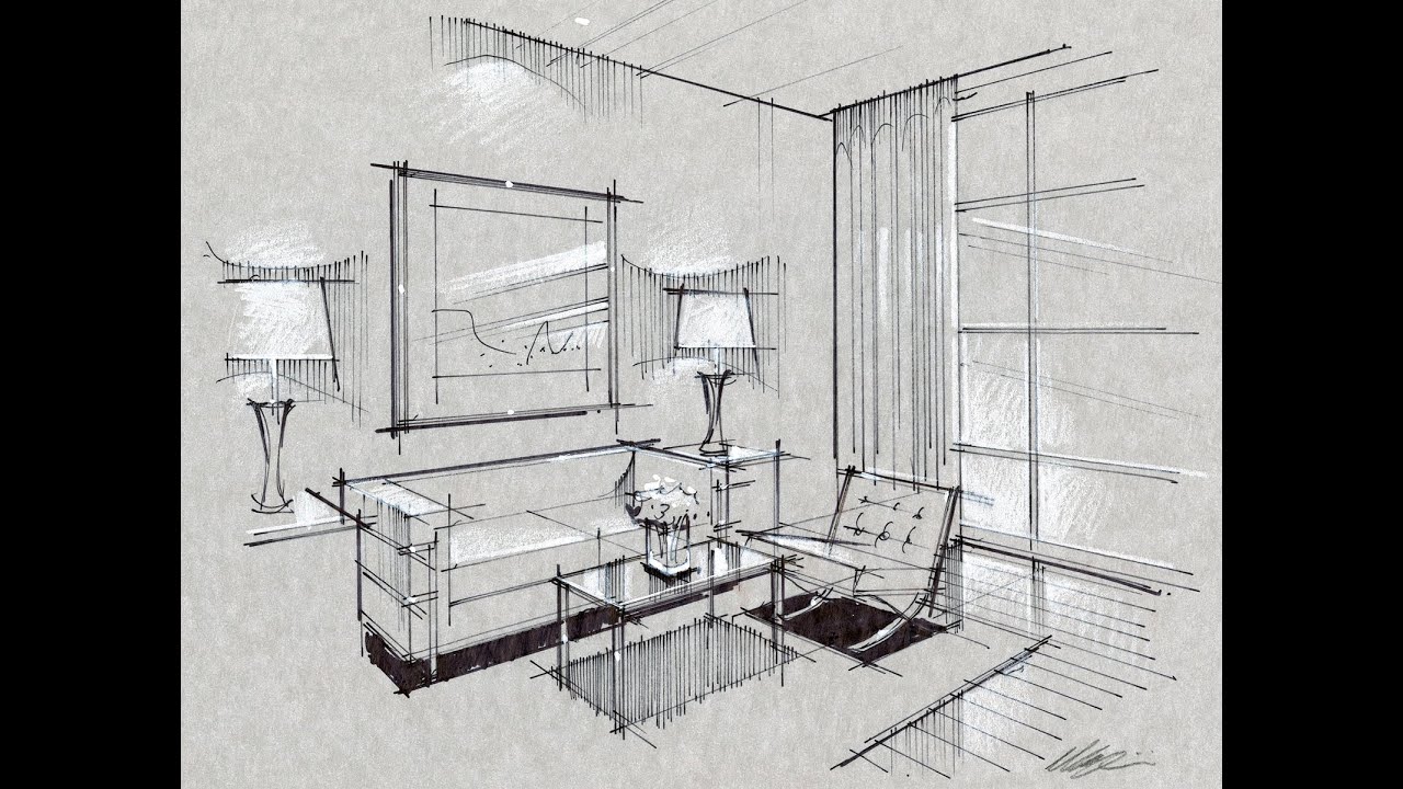 Tutorial - Hand Rendering, Make Perspective from Image, Living, 160211