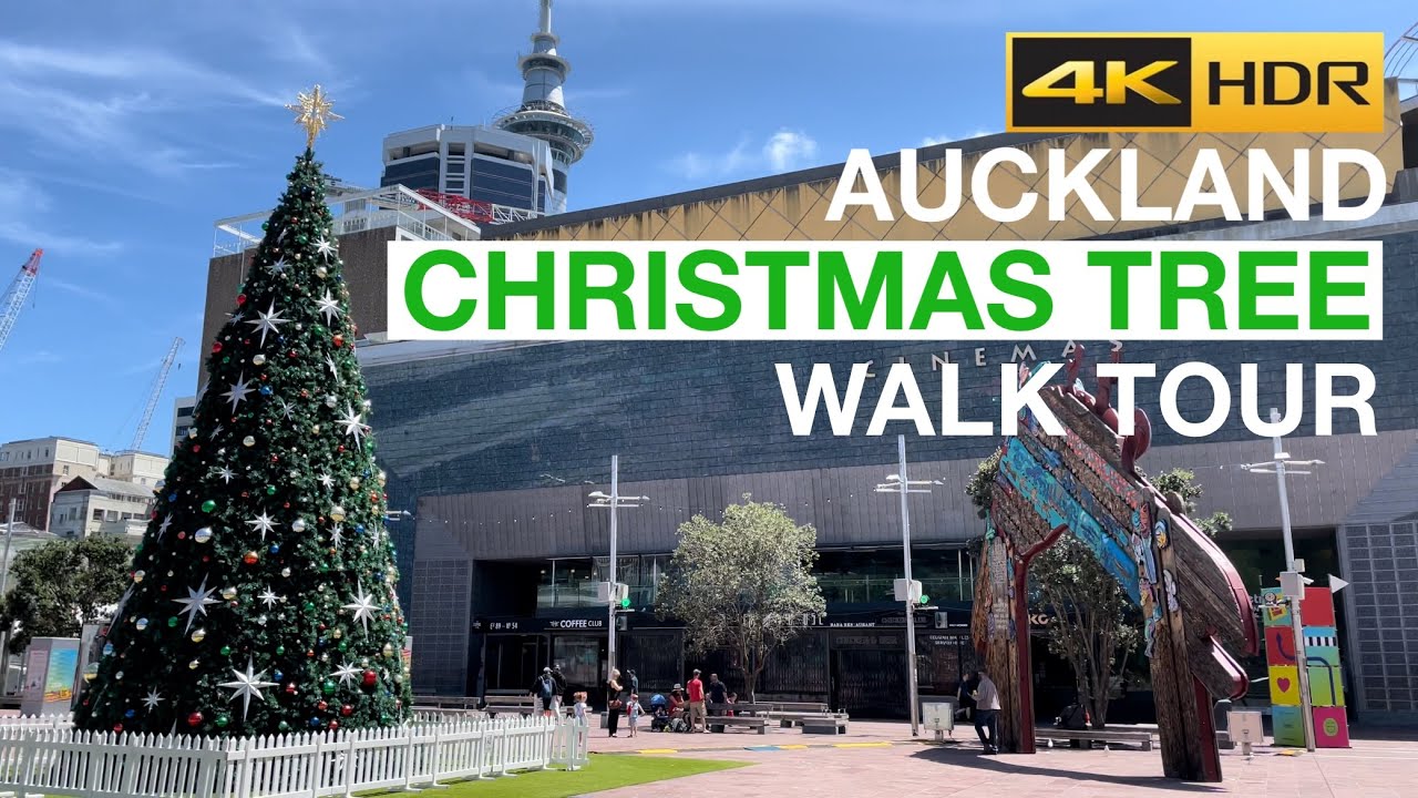 Christmas Tree Aotea Square Walking Tour Auckland New Zealand [4K HDR]