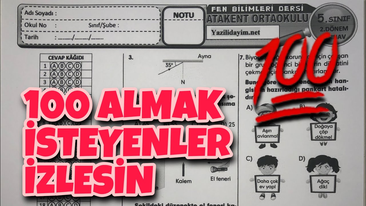 5.Sınıf Fen Bilimleri 2.Dönem 2.Yazılı