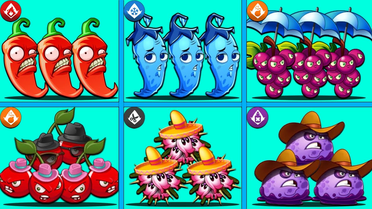 PVZ 2- 6 Best Mega Bomb - Who is Best? New Plant Chilly Pepper.
