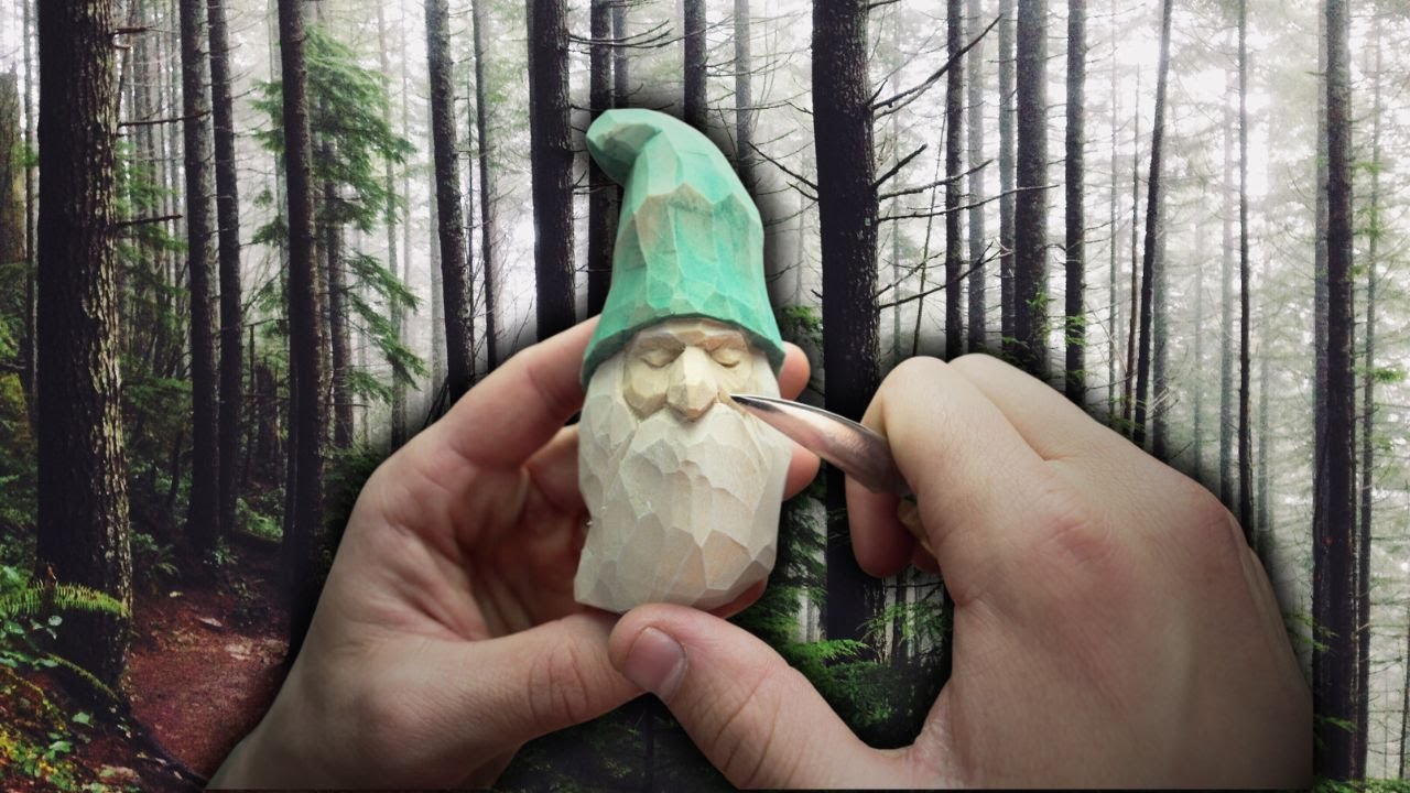 Whimsical Gnome Character in Basswood, Tutorial Video--Beginner Project