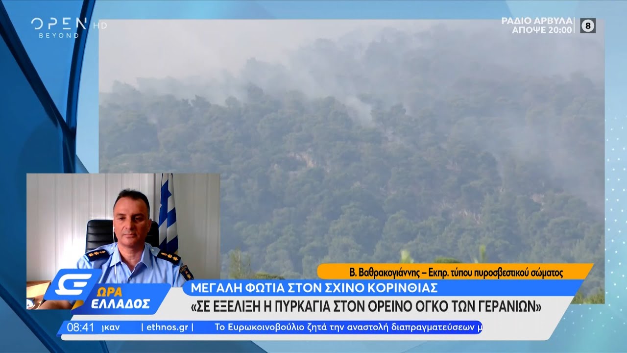 Ο εκπρόσωπος Τύπου πυροσβεστικού σώματος για την πυρκαγιά στον Σχίνο Κορινθίας | Ώρα Ελλάδος 20/5/21