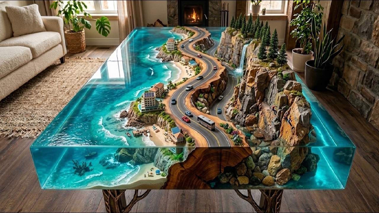 AMAZING - How Craftsmen Breathe Life into Dead Wood - Epoxy Wood Table &ldquo;Horizon&rdquo; - Coastal Road