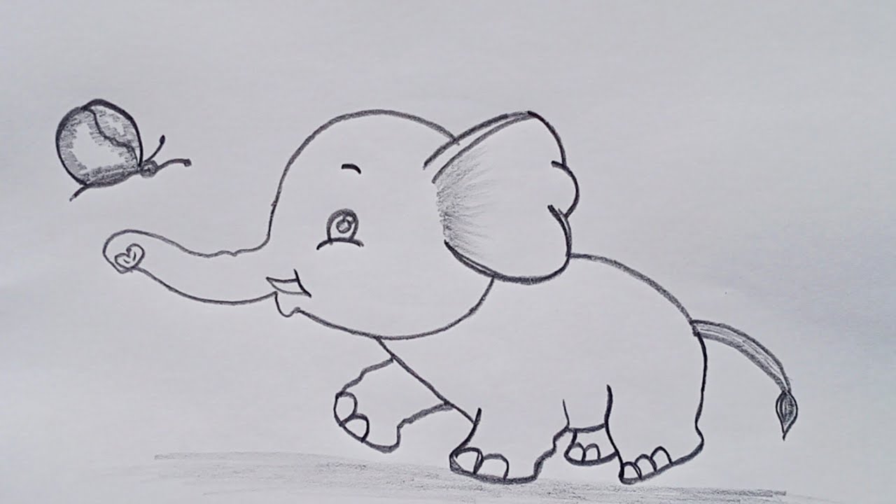 How to Draw a Cute Baby Elephant with pencil step by step 🐘 | Easy Drawing for beginners 