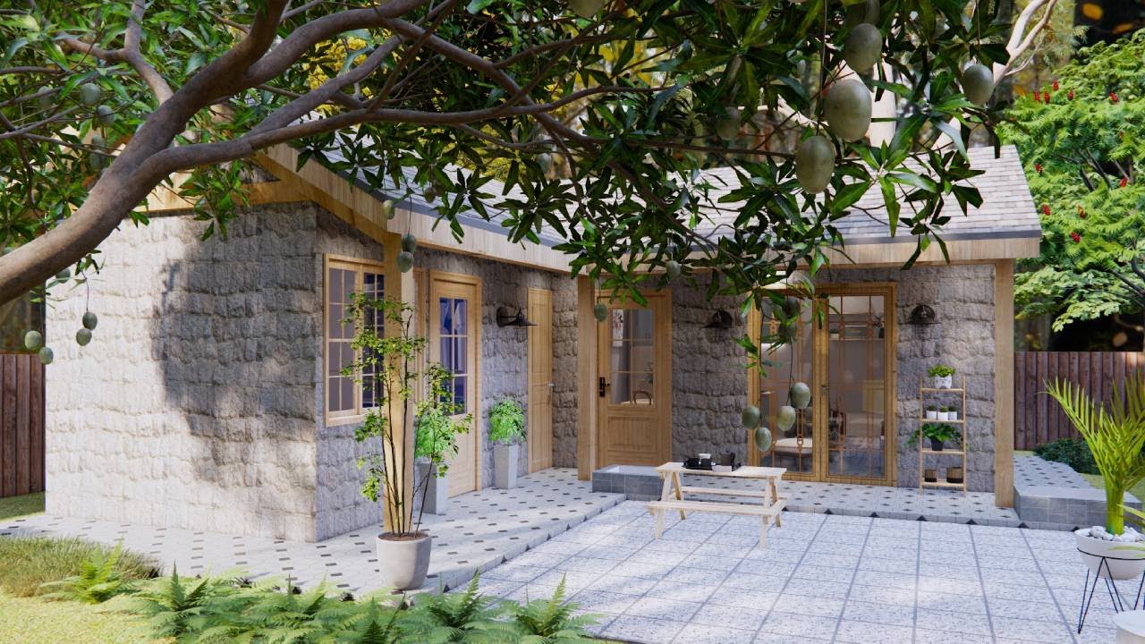 26' x 26' (8 x 8 Meters) Peaceful CozyLiving in a Stone Home | Exploring Tiny House