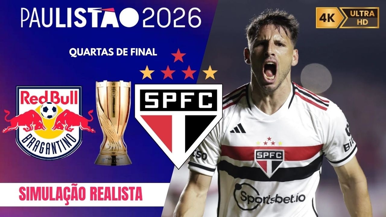 RB BRAGANTINO x SÃO PAULO | PAULISTÃO 2026 | AO VIVO E COM IMAGENS | SIMULAÇÃO PES21