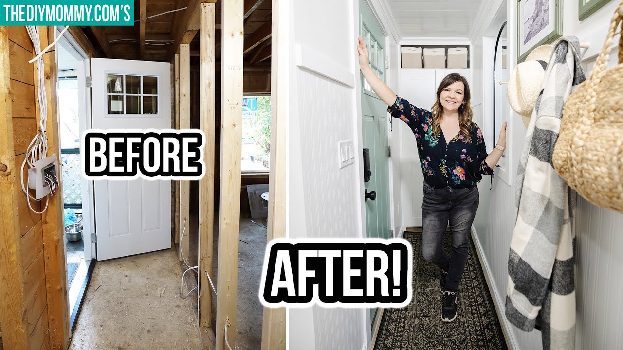 SMALL ENTRYWAY MAKEOVER on a budget! | IKEA hack | Tiny Cabin Airbnb Renovation