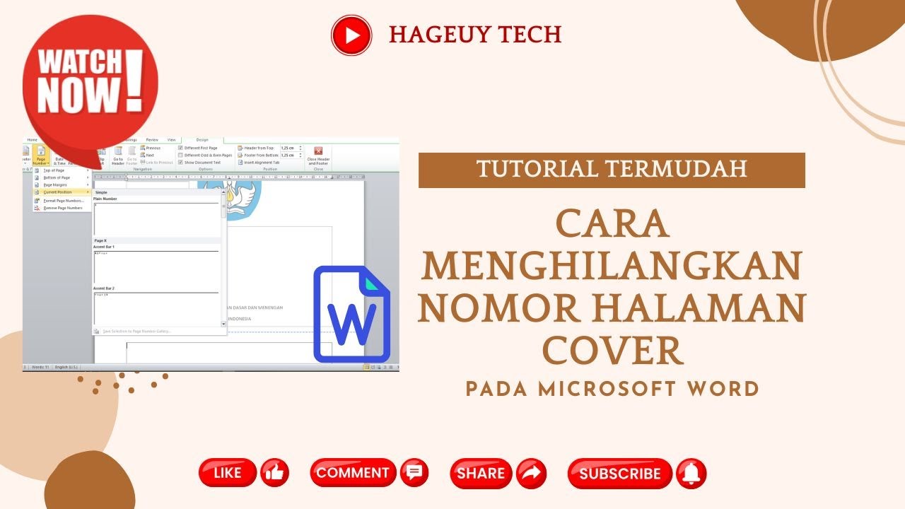 Cara menghilangkan nomor halaman pada cover pada microsoft word