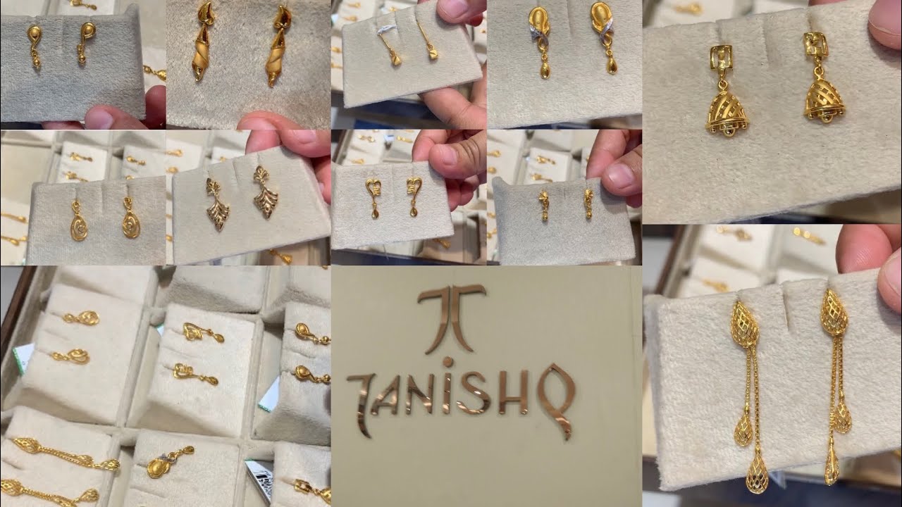 22karat lightweight gold drop earrings with price tanishq lightweight gold earrings designs