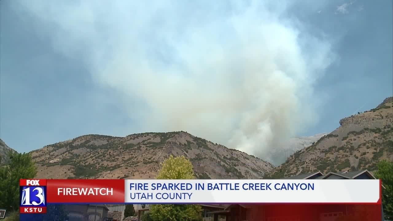 Wildfire burning above Pleasant Grove