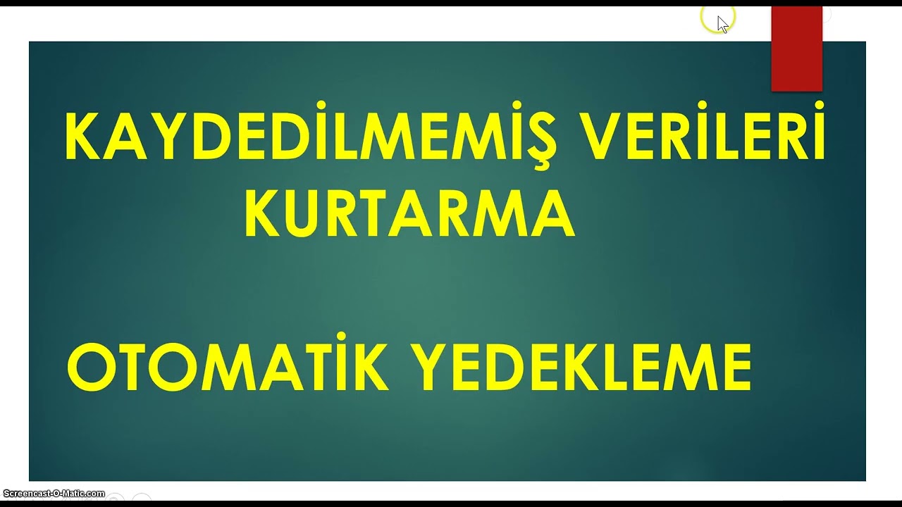 Excel Kaydedilmemiş Verileri Kurtarma, Otomatik Yedekleme