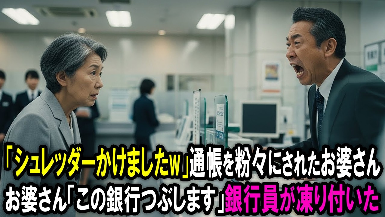 「シュレッダーしときましたｗ」と大事な通帳が粉々に。「銀行をつぶします」お婆さんの行動に行員たちは凍り付いた。