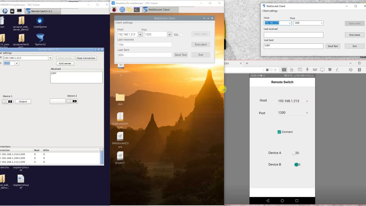 Remote Raspberry GPIO control over network (Linux, Windows , Android)