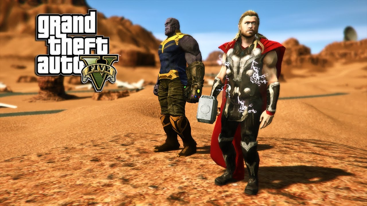 GIVE ME THANOS, THOR VS THANOS!! (GTA 5 PC MODS)