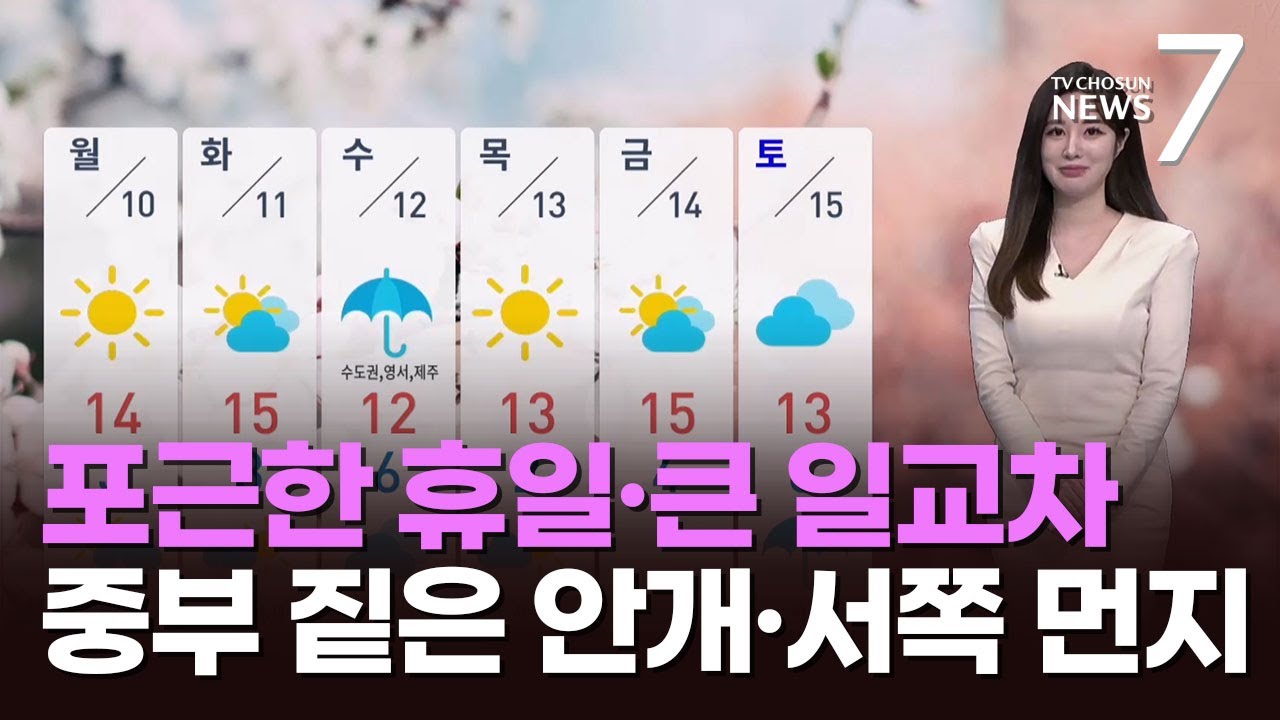 [날씨] 포근한 휴일·큰 일교차 유의…중부 짙은 안개·서쪽 먼지