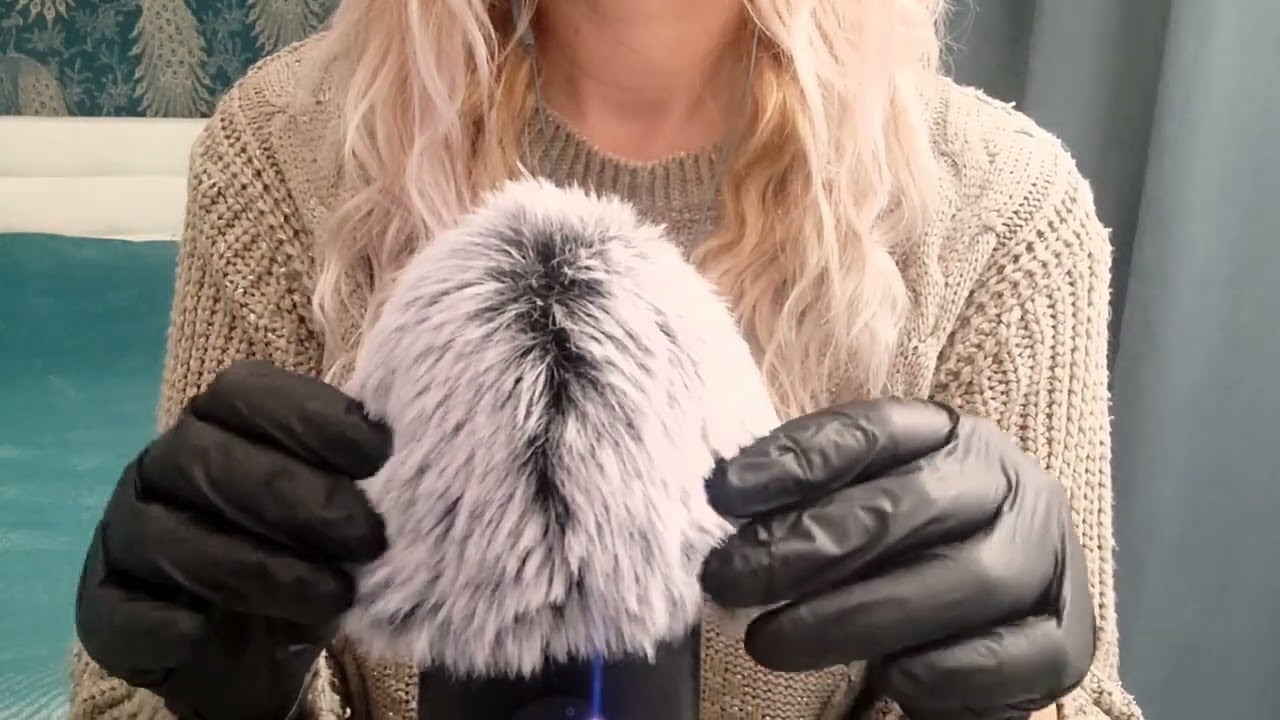 ASMR Black Latex Gloves | No Talking | Fluffy Mic & Tingly Sounds (Sleep)