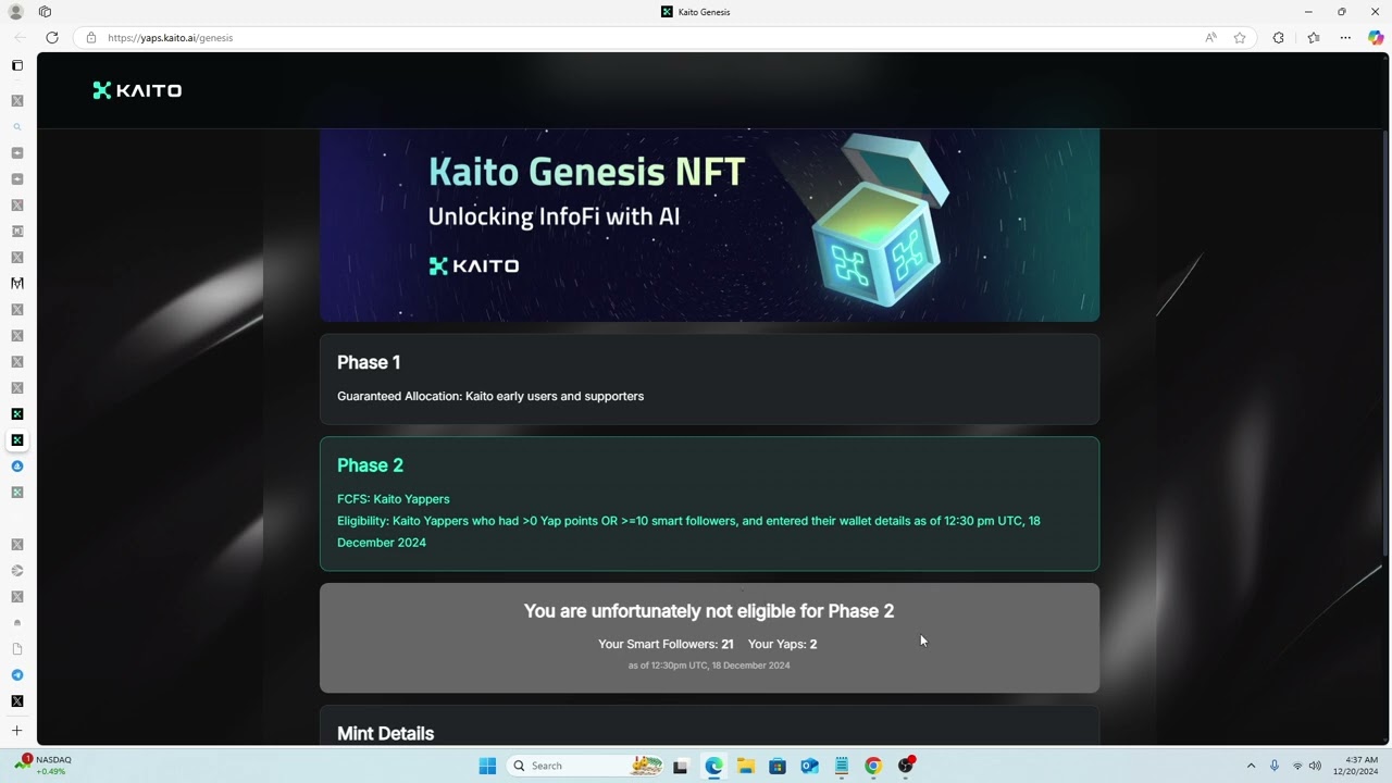 Kaito Airdrop. You Definitely Want This Early Access NFT!