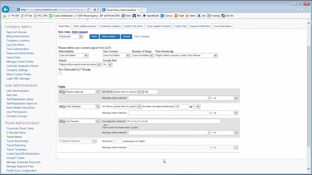 Concur Life Configuration Demo: setting up exceptions