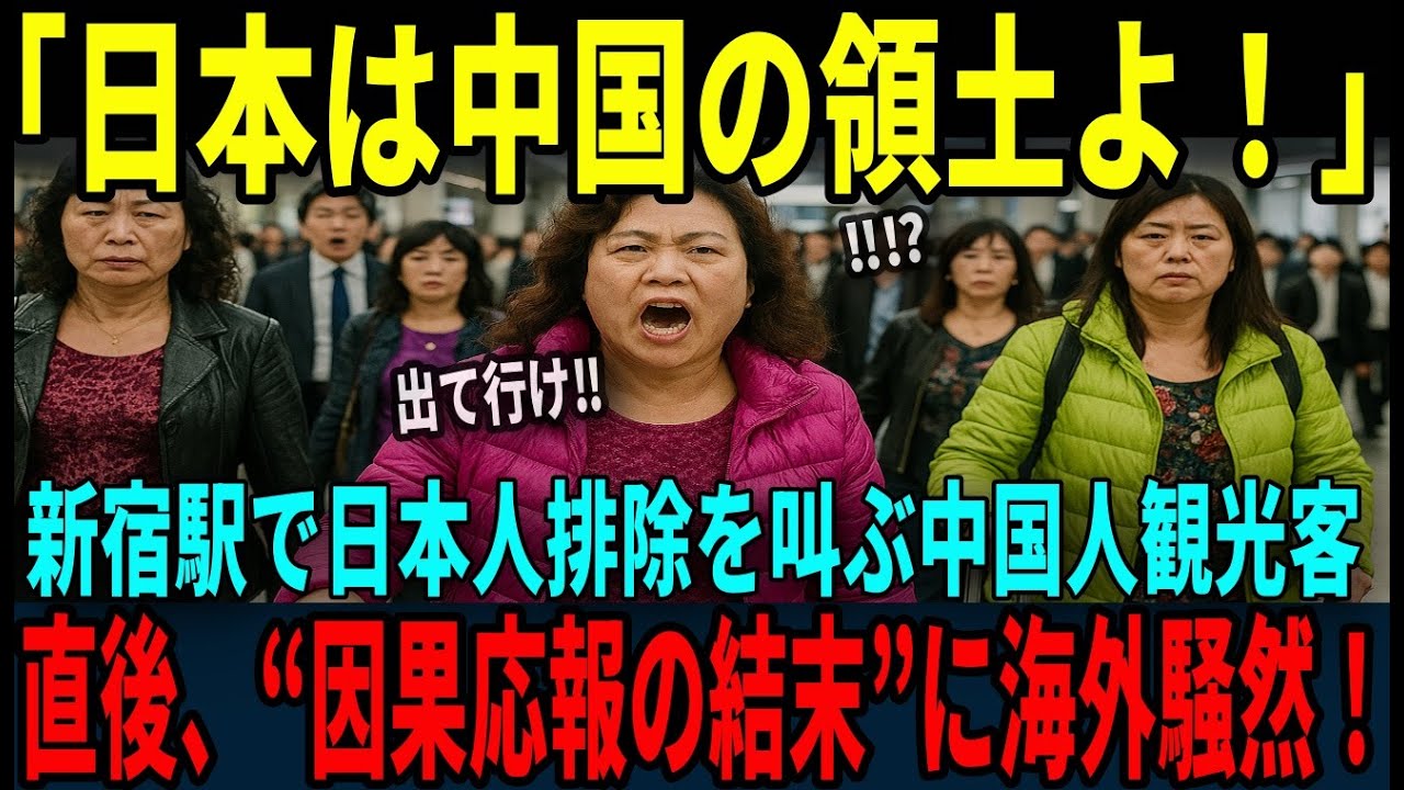 【海外の反応】「日本人は日本からいなくなれ！」新宿駅で大量の荷物を持ちわざと肩をぶつける中国人観光客…直後、直面した“まさかの光景”に海外が騒然⁉