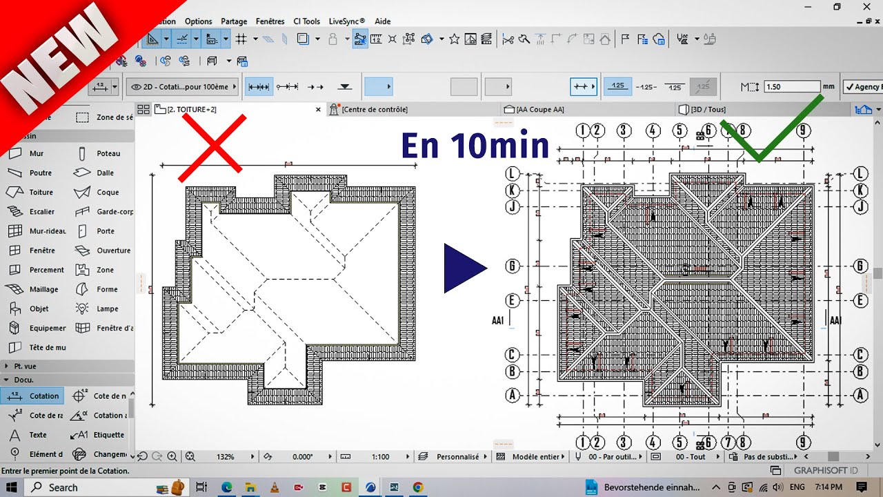 Plan de TOITURE Automatique,  Rapidement et Facilement - PRO