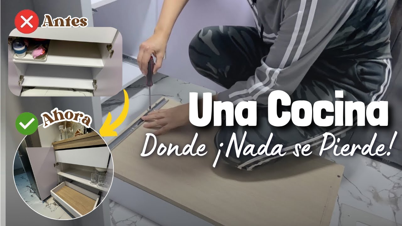 ✨ Haz ESTO y dejarás de PERDER cosas en el FONDO de los MUEBLES de la COCINA🔥 DIY Gaveta Extraíble
