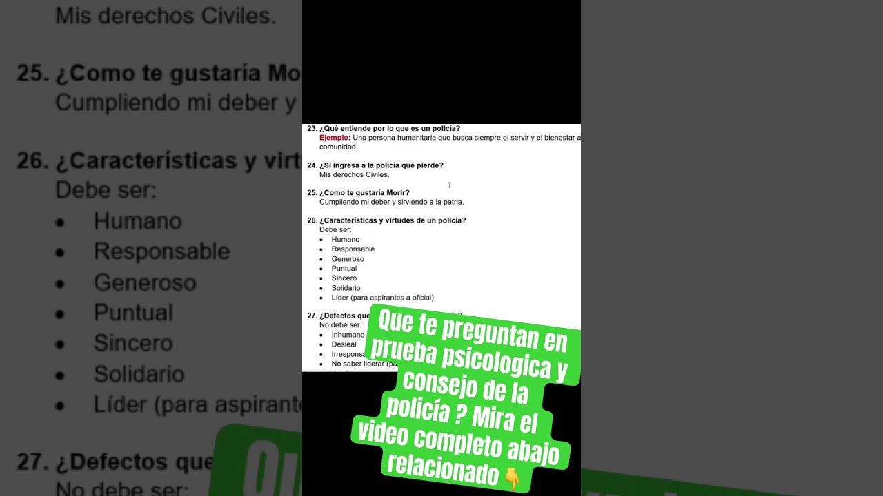 Que te preguntan en prueba psicologica y consejo de la polic&iacute;a ? #policianacional #aspirantes