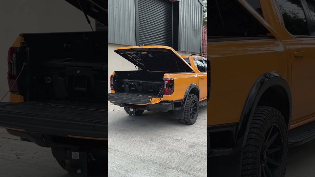 2023 Ford Ranger Upgraded with a Sleek 1-Piece Bed Lid and Convenient Ridgebed Drawer System!