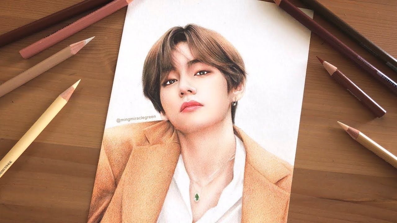 [BTS] BTS V ( Taehyung ) Colored Pencil Drawing / 방탄소년단 뷔 (김태형) 색연필 드로잉 | Mingmiraclegreen