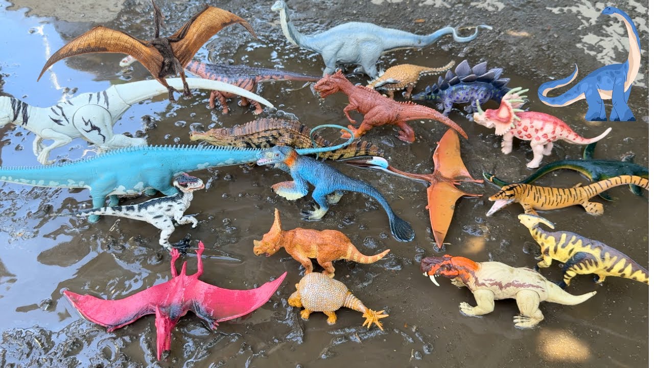 MUD DINOSAURS  WASH VELOCIRAPTOR, ELASMOSAURUS, DIPLODOCUS, COOL DINOS FOR KIDS