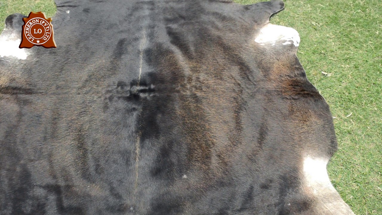 Black Color Natural Cowhide Hair on Leather Rug (5 X 5 ft) Same As Picture