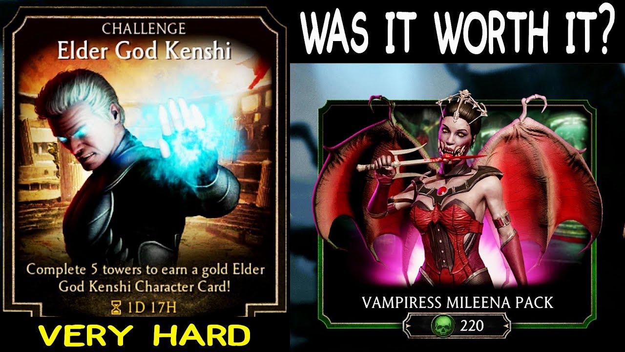 MK Mobile. Destroying Hard Elder God Kenshi Challenge. LVL 35 Account! 2 Vampiress Mileena Packs.