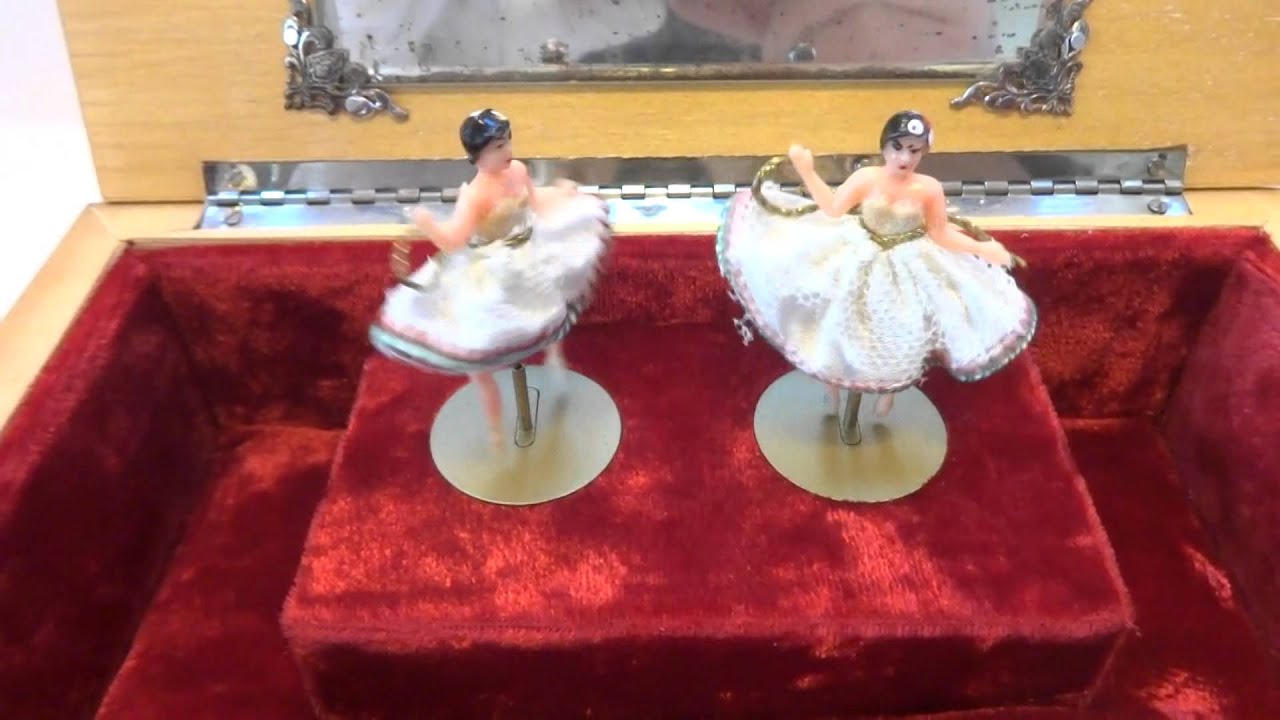 Vintage Reuge double dancing ballerina musical jewelry box