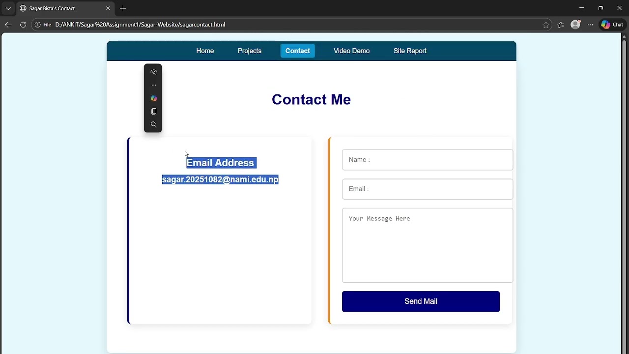 Sagar Bista 20251082 Web Development Video Demo