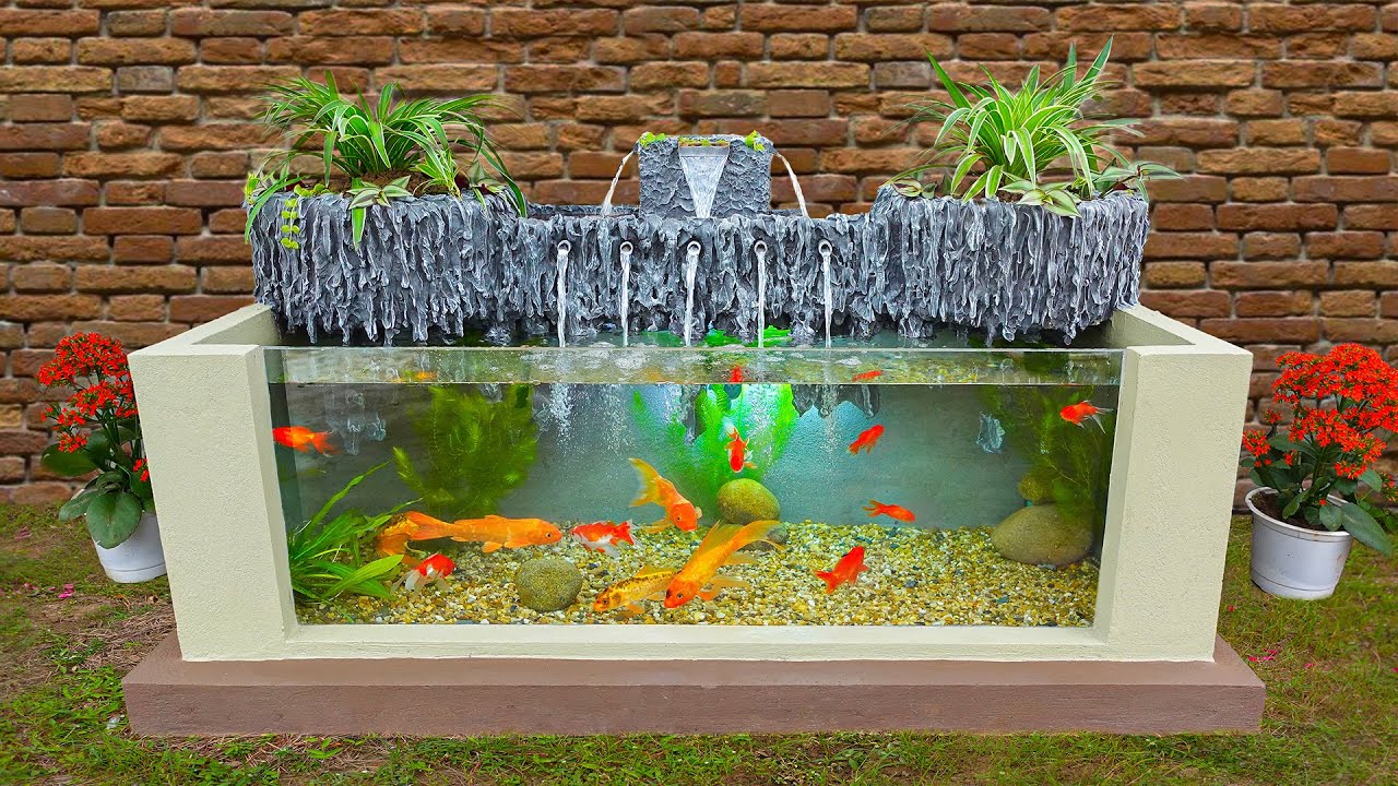 WOW! DIY wonderful waterfall aquarium with miniature stalactite at home