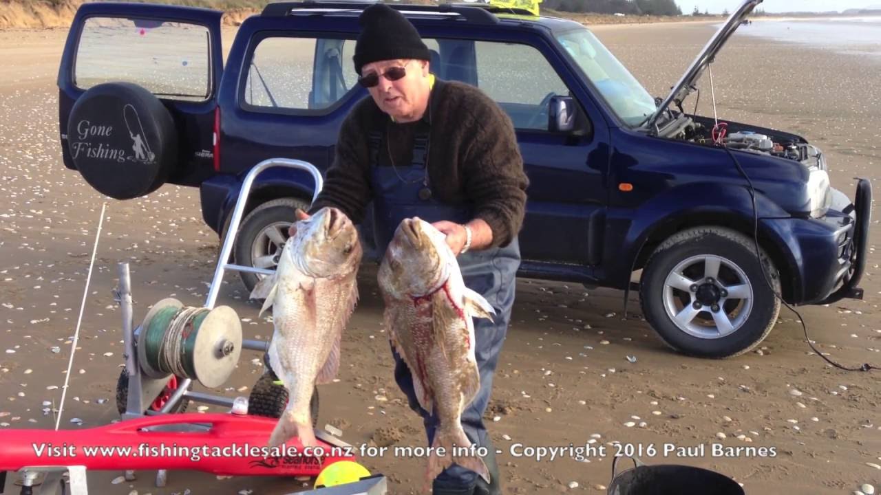 Kontiki Fishing Tokerau Beach Using Seahorse GPS Kontiki and ShoreThing Dropper Rig