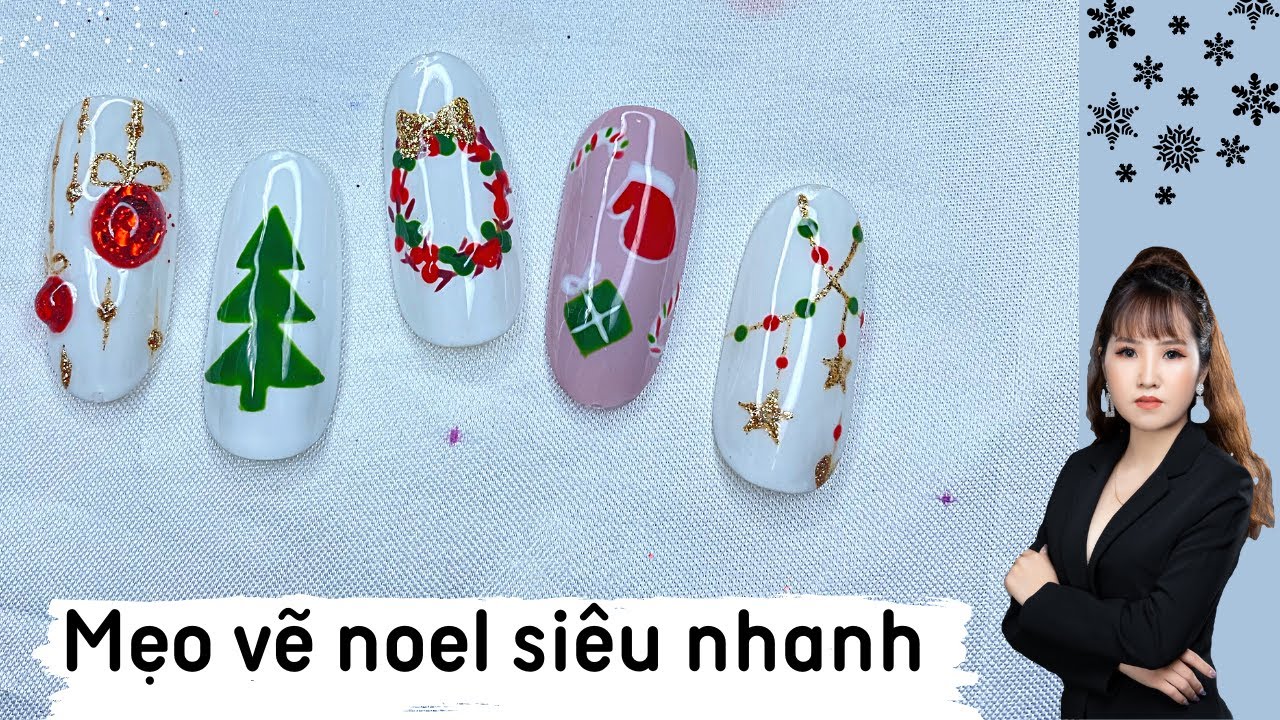 Mẹo vẽ mẫu NOEL nail - Cây thông 3 tầng siêu nhanh | Kelly nail