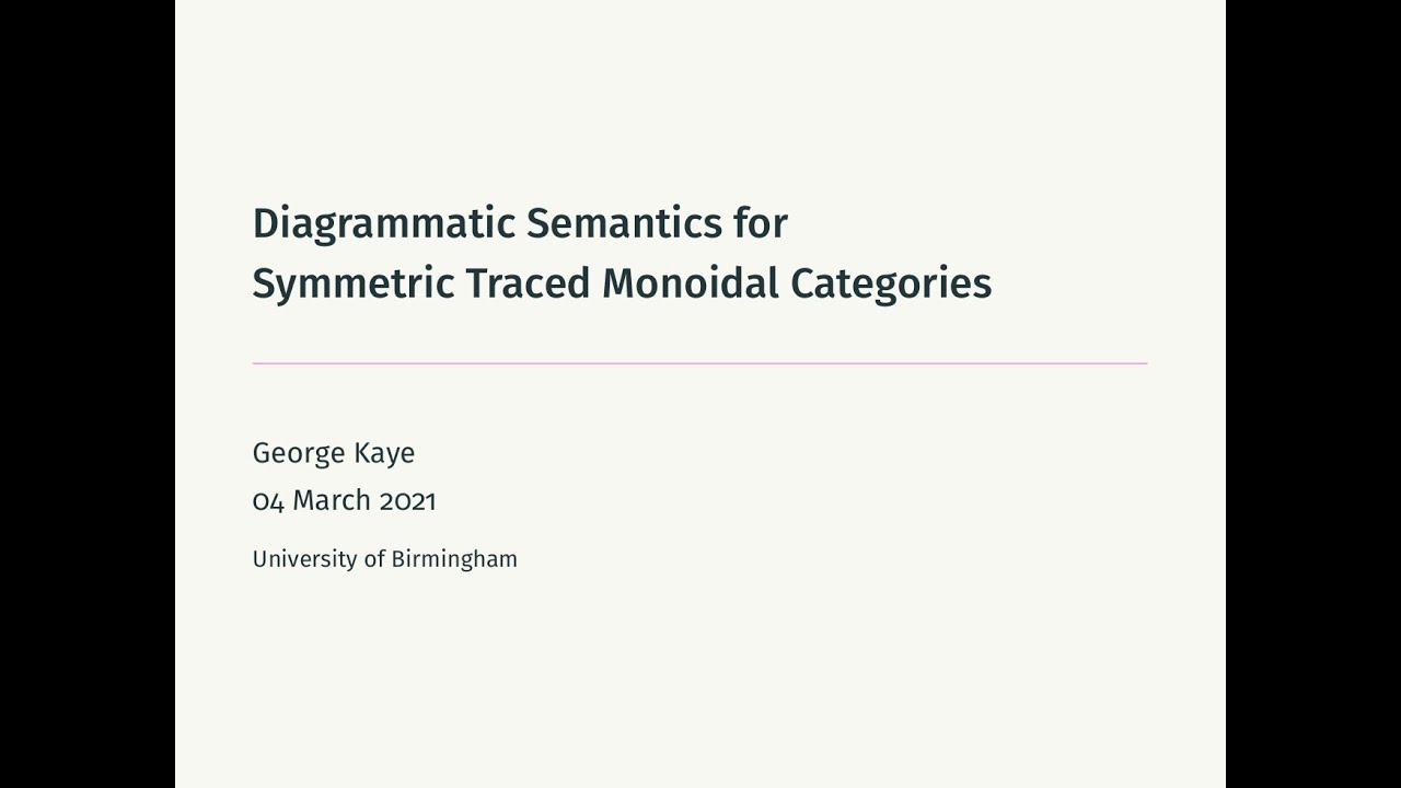 Huawei Edinburgh PL Tech Talk - Diagrammatic Semantics with Symmetric Traced Monoidal Categories