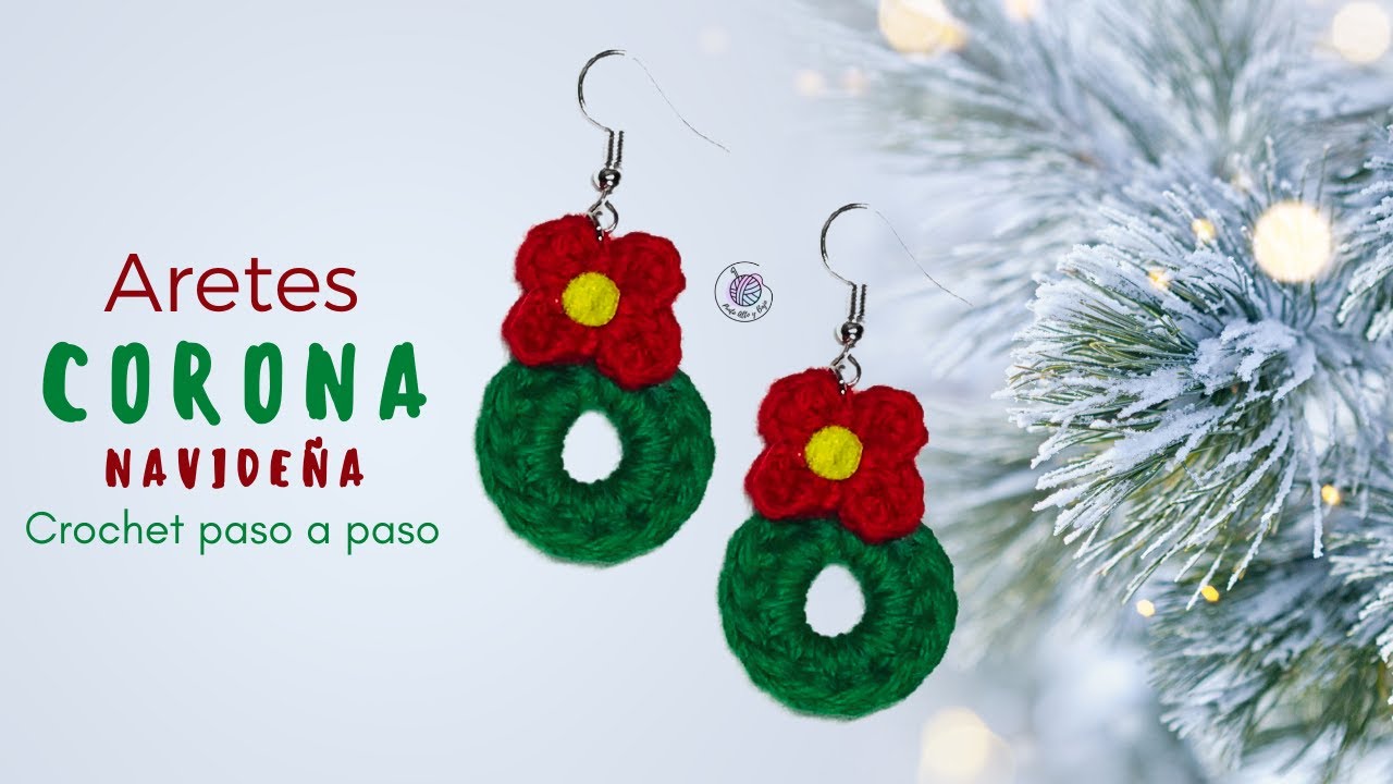 ARETES CORONA NAVIDEÑA / PENDIENTES A CROCHET