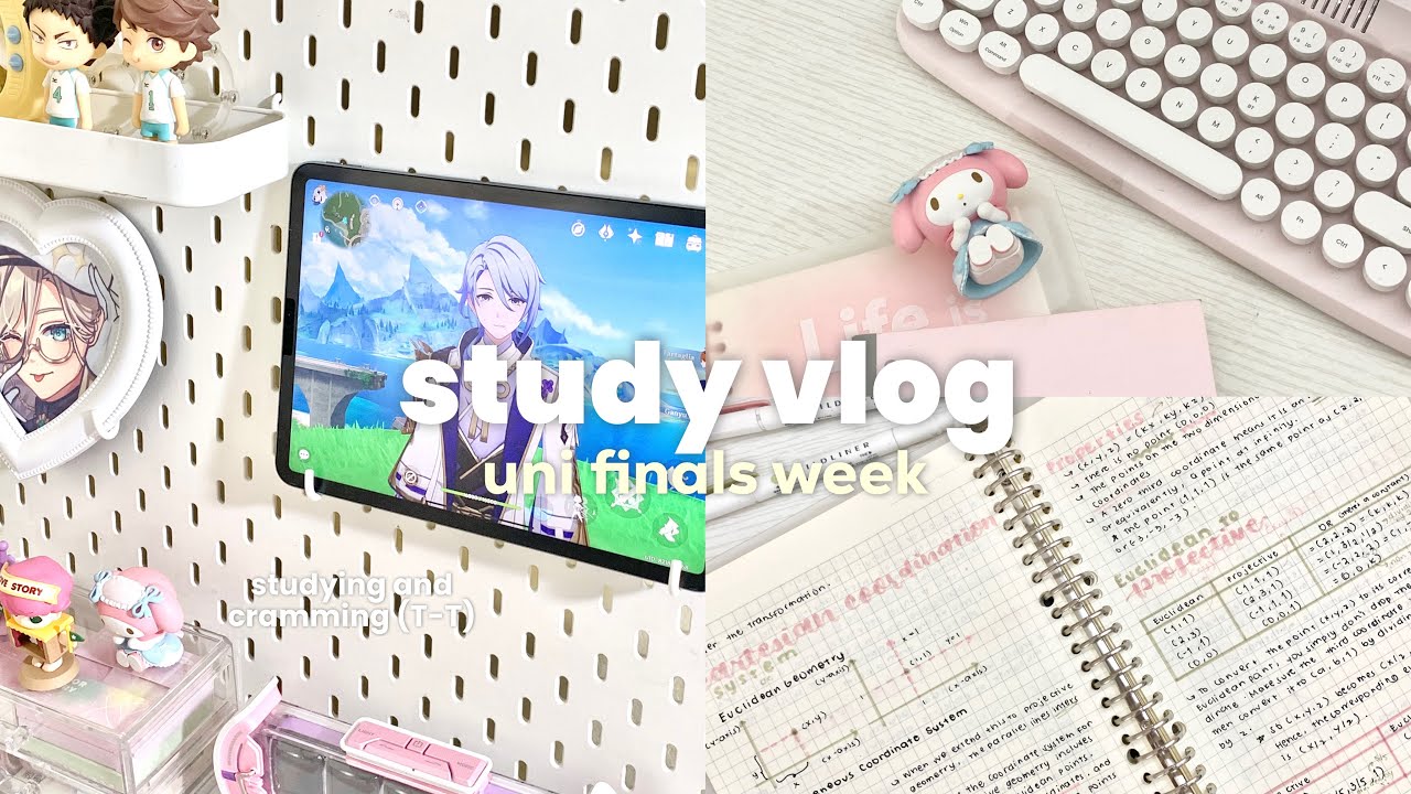 PRODUCTIVE VLOG 📃 uni finals week, all-nighter stuDYING, genshin, popmart, makeup haul, matcha